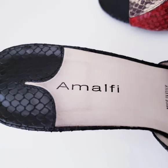 Vintage Amalfi Snakeprint Leather Slip-on Heels - Picture 12 of 14